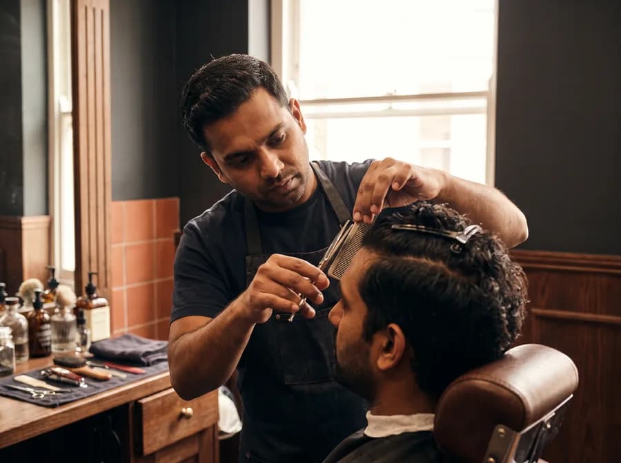 Customer receiving a salon service